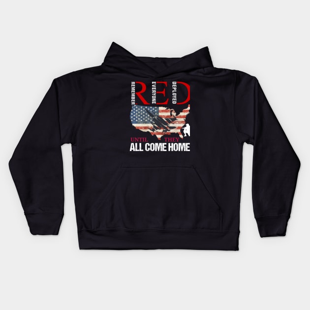 Red Friday Remember Everyone Deployed,USA Flag, Veterans Day,Red Friday Kids Hoodie by Emouran